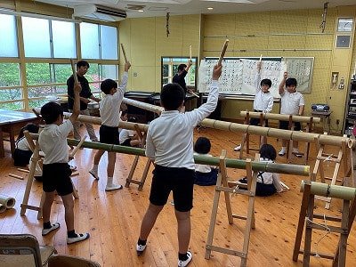 竹太鼓の練習 頑張るぞ