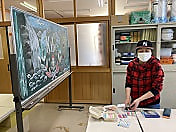 吉部小の黒板アート、きれいに塗りなおして頂きました!