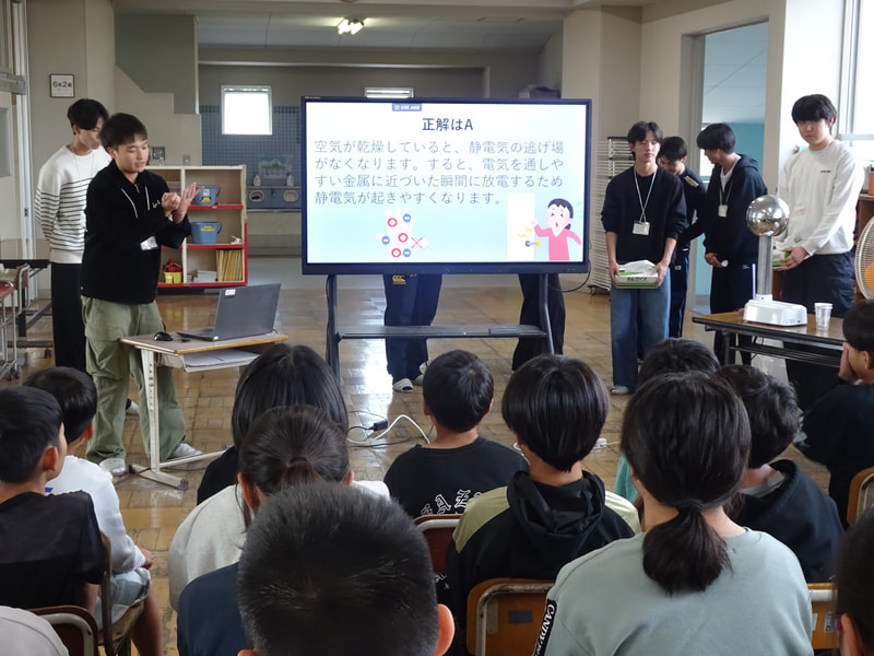 【6年】宇部高専出前授業(静電気)を行いました!