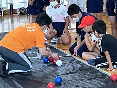 常盤中学校区ボッチャ交流会